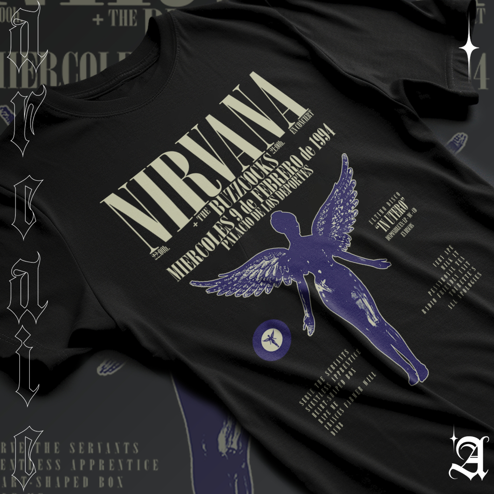 Camiseta Basica Algodao Nirvana In Utero Angel Album Rock N Roll Unissex em Oferta na Shopee