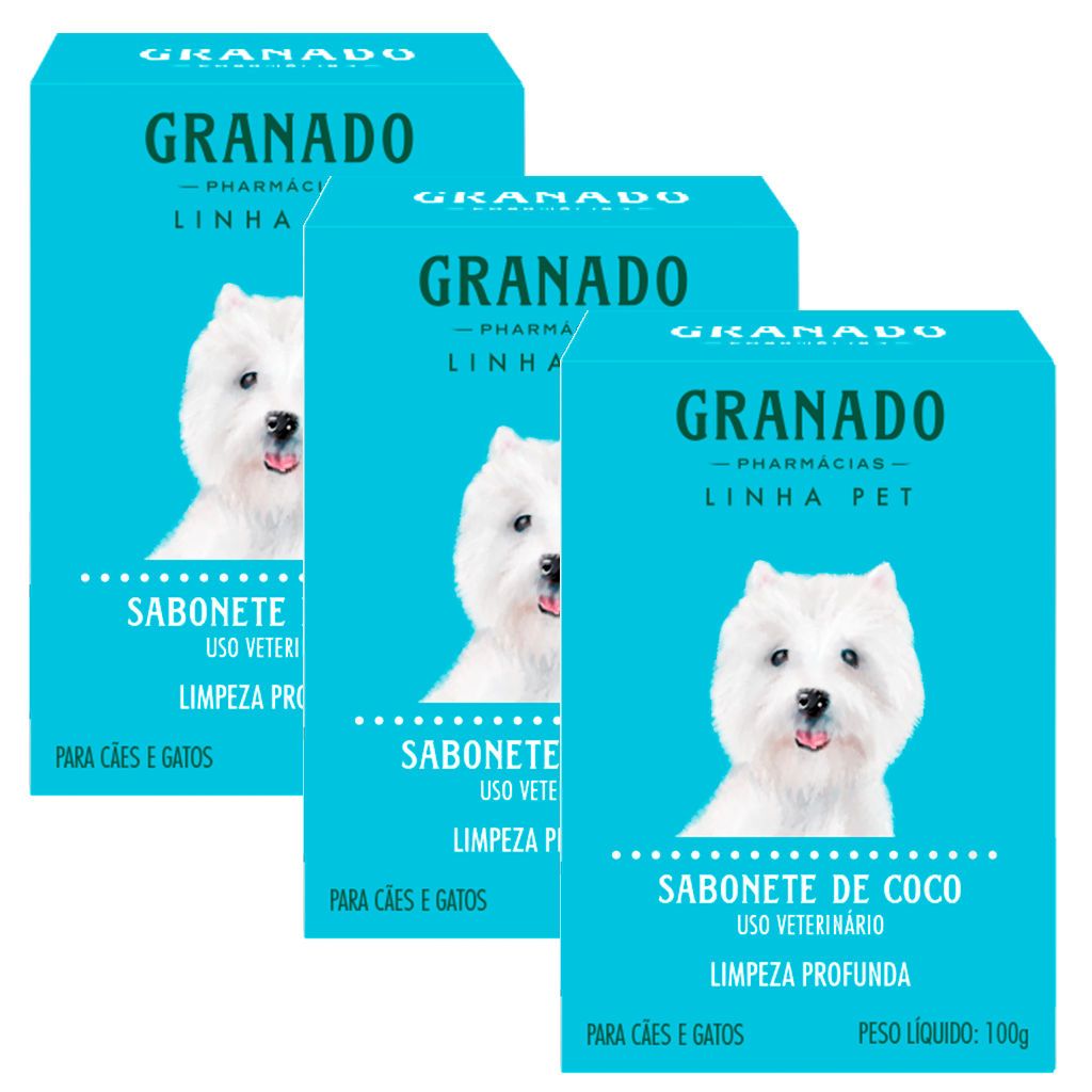 Kit com 3 Sabonete de Coco da Granado Pet - 100g