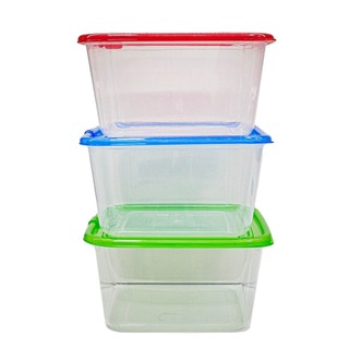 Conjunto 3 Potes Plásticos Com Tampa 1.1L Quadrado Para Marmita - A773