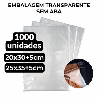 Kit 1000un Saco Saquinho Sacola Transparente para Roupas, Presentes, Lembrancinhas Brilhoso Premium