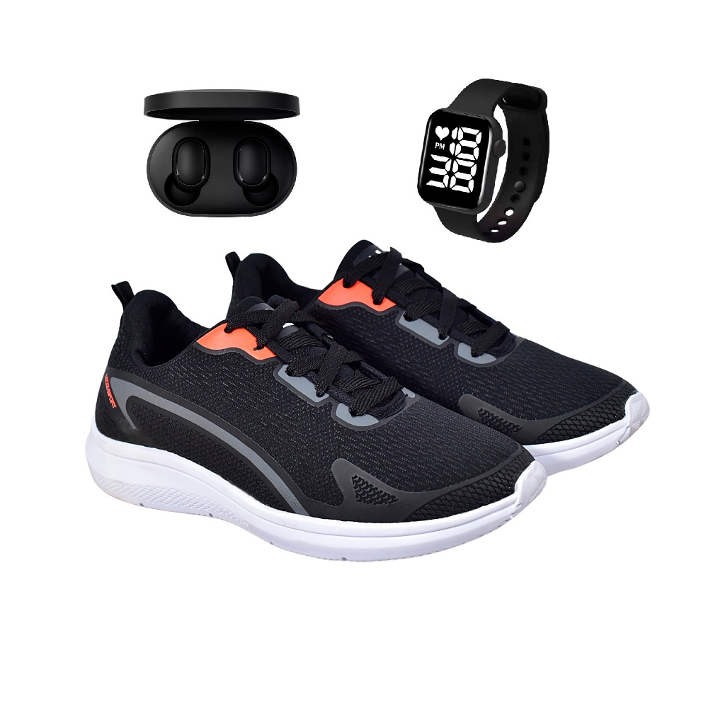 Tênis Feminino Masculino Sport Academia Corrida com Relógio e Fone de Ouvido Sem Fio Bluetooth