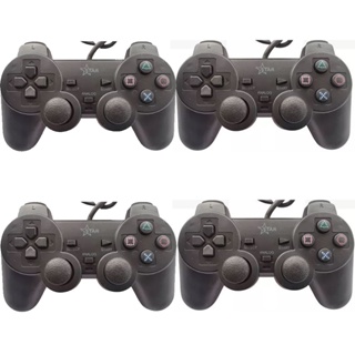 Kit 4 Controle para Playstation 2 / PS2 Com Fio - Cor preto fosco. Star em Oferta na Shopee