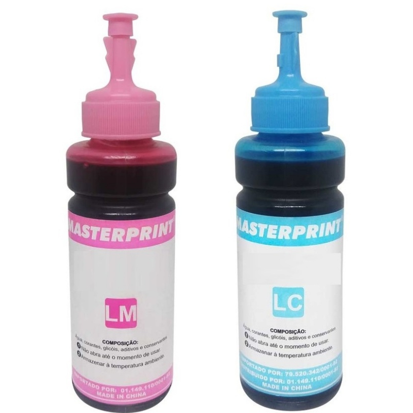 Tinta compatível Masterprint Cyan Light + Magenta Light L800 L805 L1300 - 2 refil