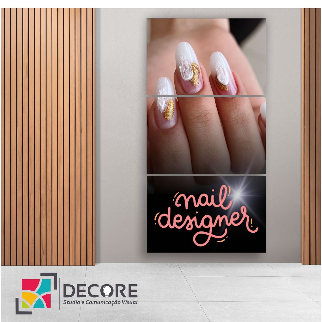 quadro decorativo nails designer unhas lindas decoração salão e studio de beleza