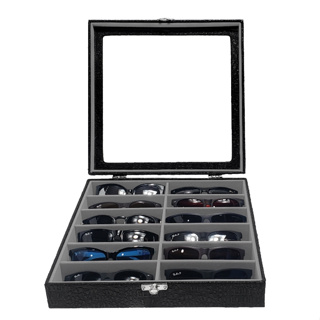 Maleta Caixa Estojo Organizador 12 Óculos Preto Interno Aveludado Cinza em Oferta na Shopee
