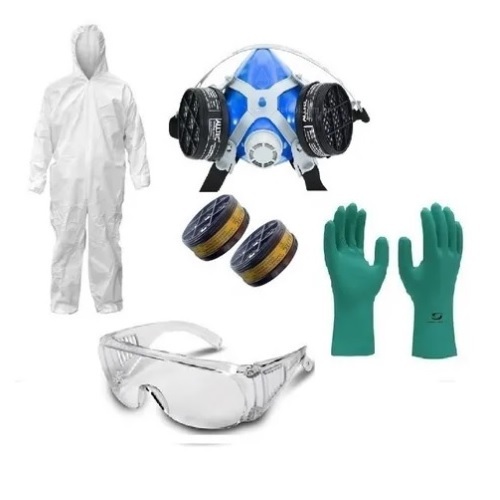 Produtos Proteção para Pintura  Máscara Respiratória com filtros Óculos Luva Macacão de segurança