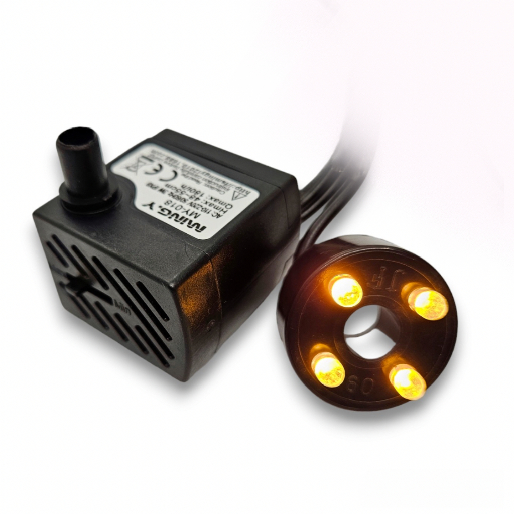 Bomba Submersa com LED Colorido, Branco e Amarelo Bivolt Motor Bombinha para Fonte de Água Aquário Bebedouro Pet