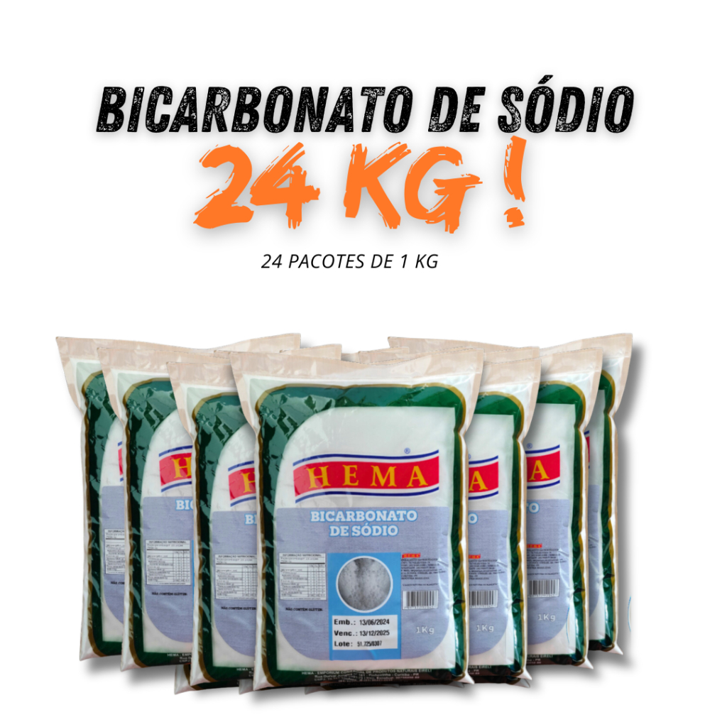 Bicarbonato de Sodio 24 Kg - Hema / Kit 24 Pctes de 1 kg