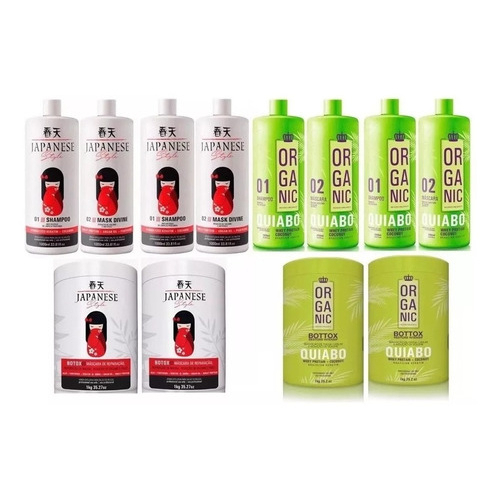 2 escova Japonesa Style + 2 Btx japonesa + 2 selagem Quiabo Organic +2 Btx mundo organico