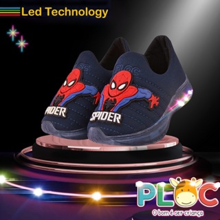 Tênis Led Infantil Luzinha Menino Meia Anatômico PLOC LED07 - MARINHO SPIDER em Oferta na Shopee