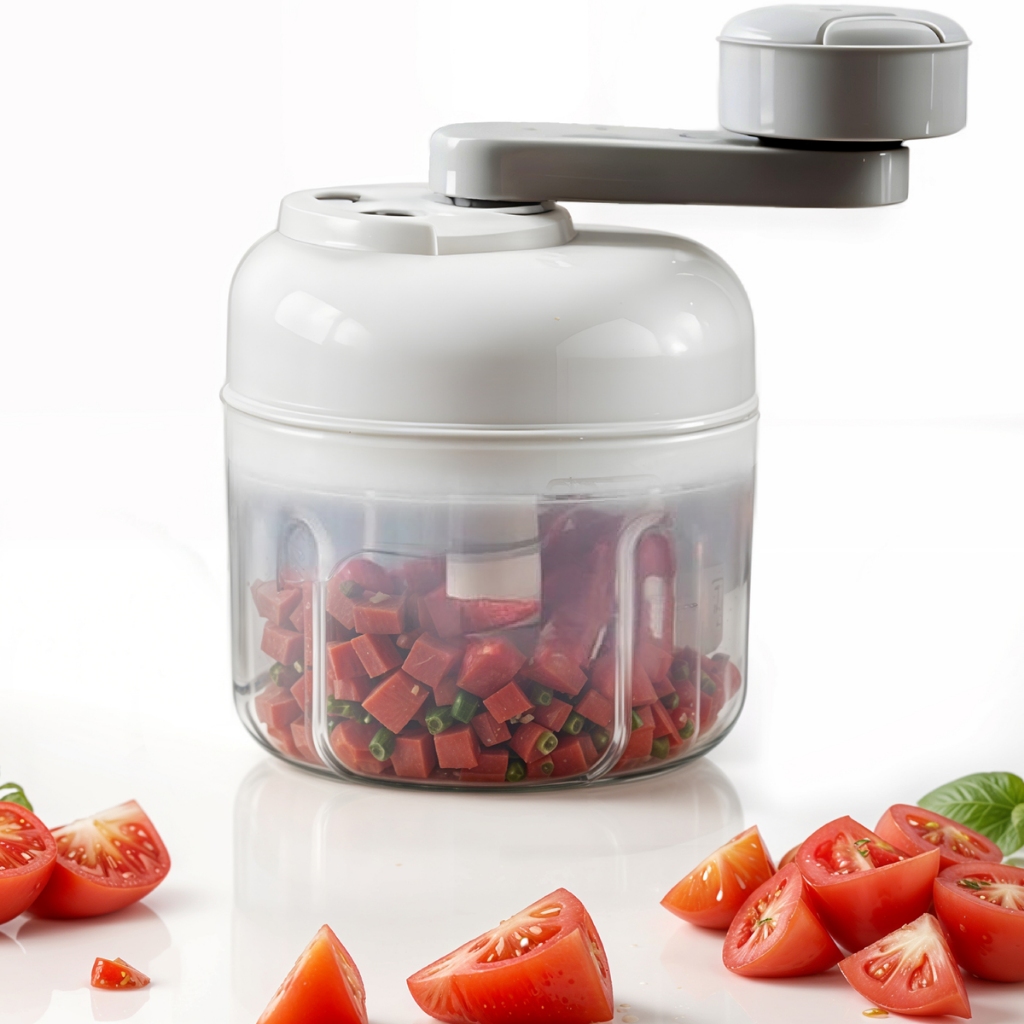 Mini Processador Alimentos Manual Manivela Engrenagem Ajustável 3 Velocidades Triturador Fatiador