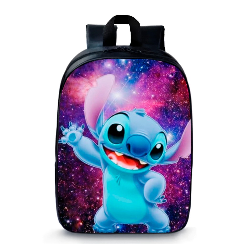Mochila pequena pré escola creches passeios personagem stitch angel estampas variadas kids — imagem 2 de 2