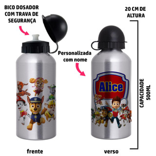 Garrafa Squeeze de alumínio Patrulha Canina- Personalizada com nome em Oferta na Shopee