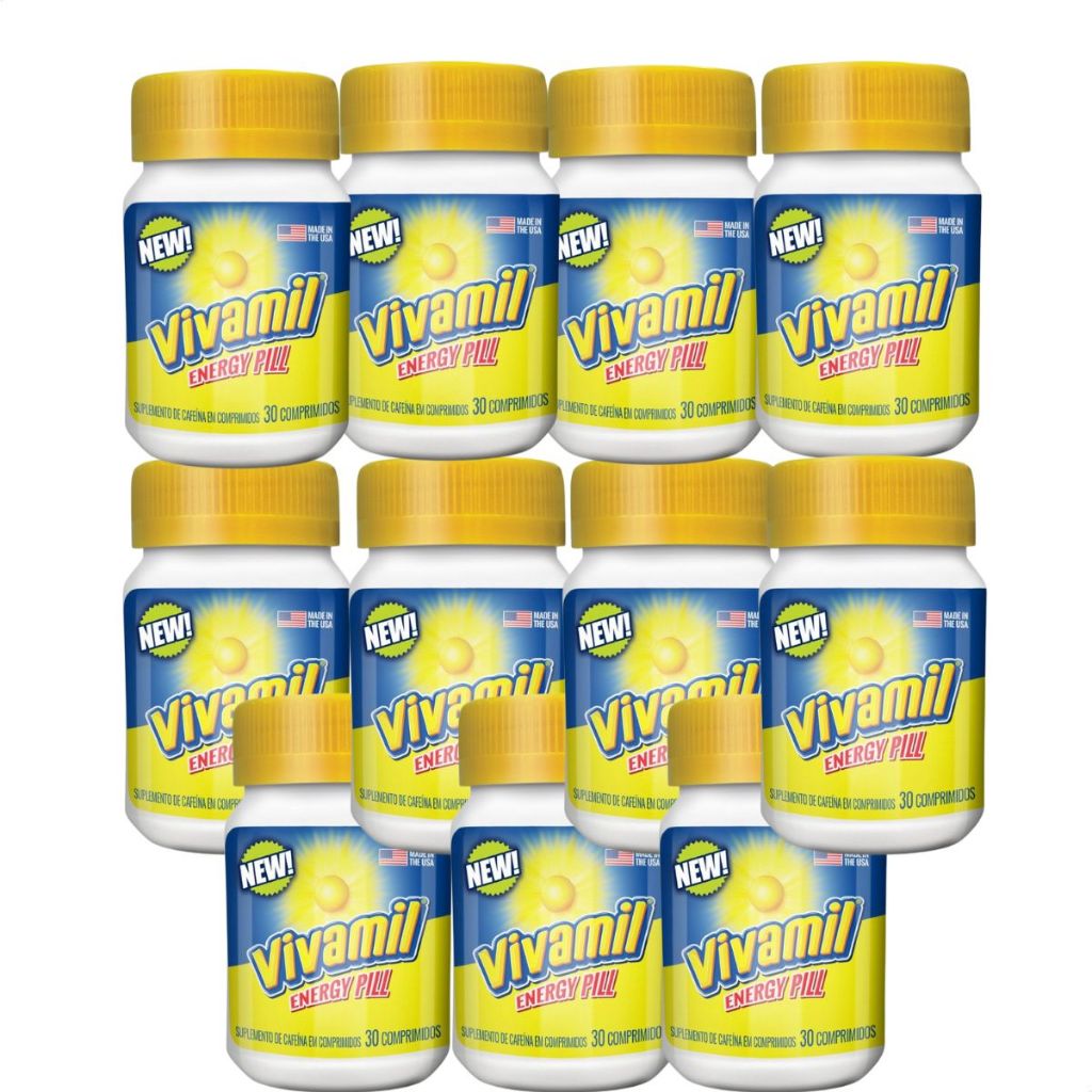 Kit 10 UNID Cafeína 200mg Vivamil Energy Pill 30 comprimidos