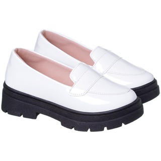 Mocassim Feminino Infanto Juvenil Tratorado Sola Alta Loafer Menina Social em Oferta na Shopee