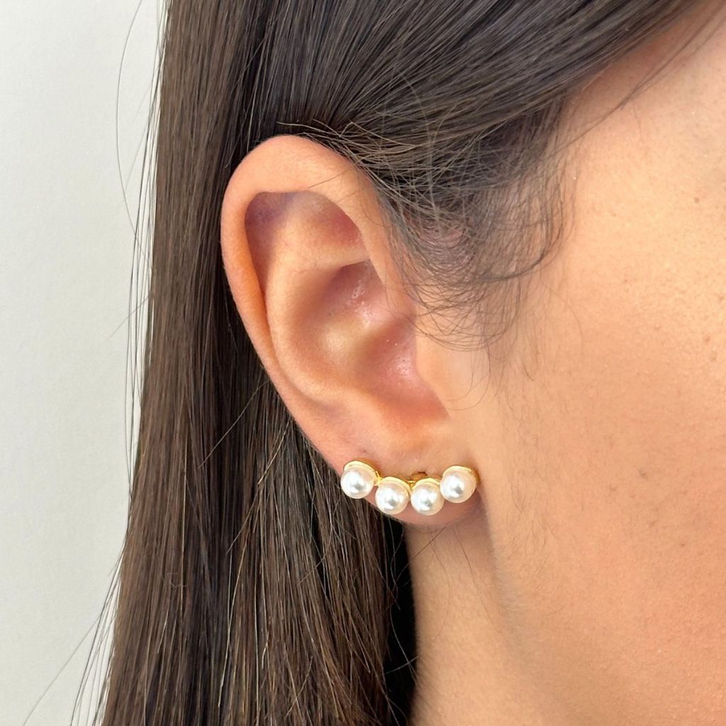Brinco Ear Cuff mini Pérola Banhado a Ouro 18k