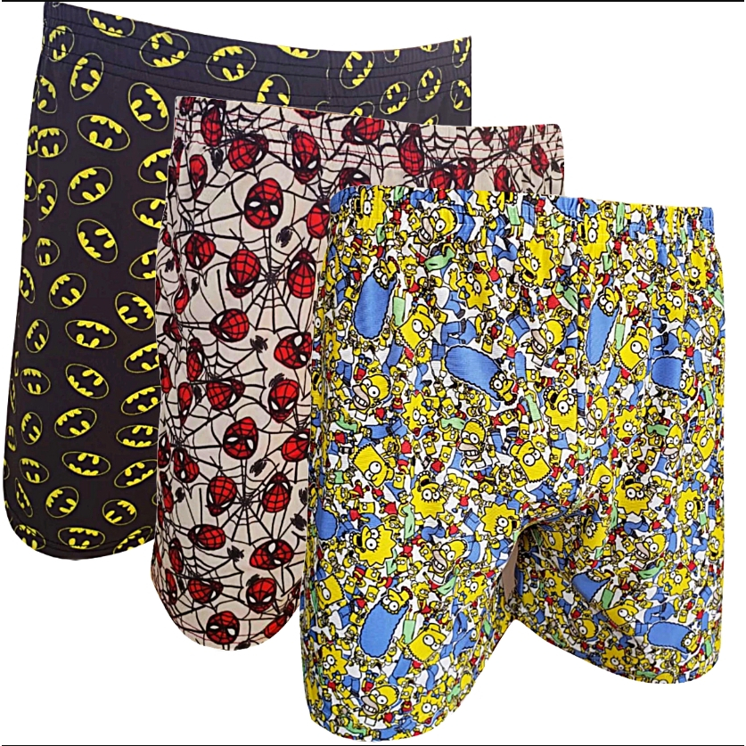 KIT 3 SAMBA CANÇÃO PLUS SIZE MASCULINO CUECA SAMBA CANÇÃO ADULTO PERSONAGENS SHORT DE DORMIR MASCULINO