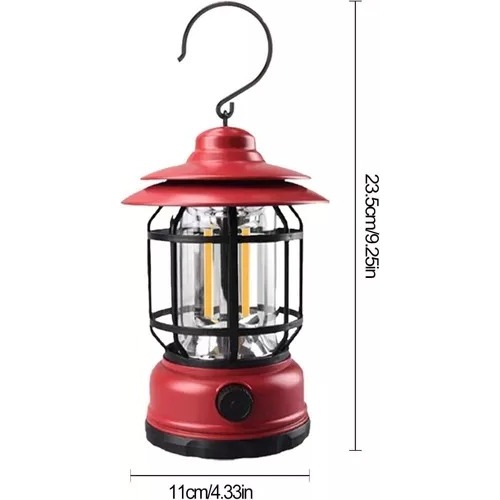 Lampião Com LED Portátil Retrô Ajustável Para Acampamento Vermelho