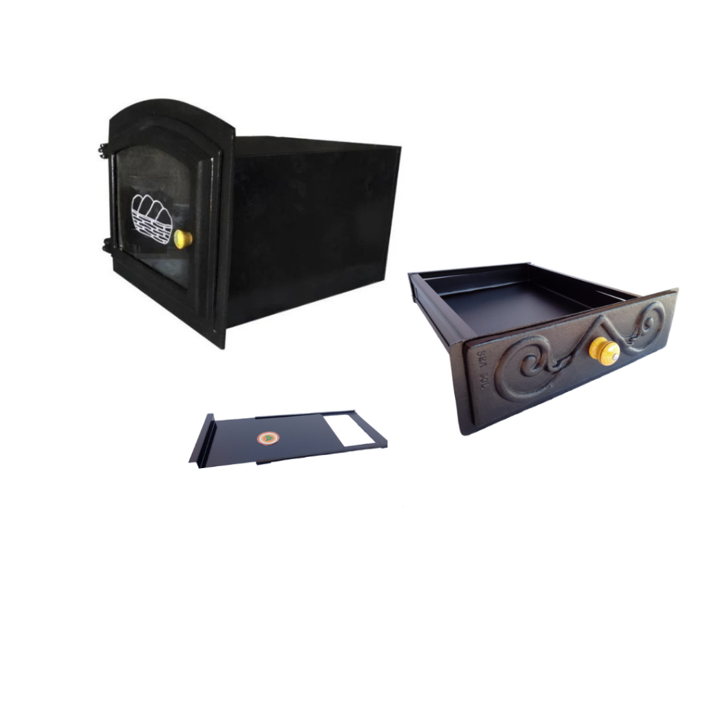 kit Forno P/ Fogão A Lenha + Gaveta de Ferro + Regulador de fumaça