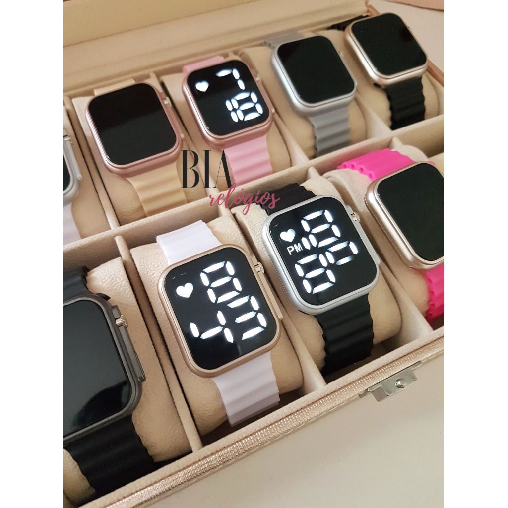 KIT 10 ou 5 Relógio Digital Masculino Feminino Revenda Led Quadrado em Oferta na Shopee