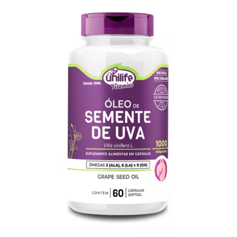 Oleo Semente De Uva 60 Capsulas 1000mg - Unilife em Oferta na Shopee