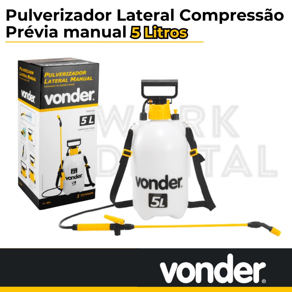 Pulverizador Borrifador Lateral 5 litros Compressão Prévia manual  Vonder