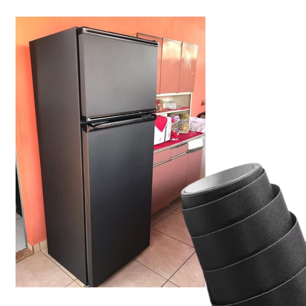 Imagem Adesivo Preto Envelopamento  Plotagem e Decoração para Móveis Geladeira Cozinha Fogão e Armários 5m e 10m