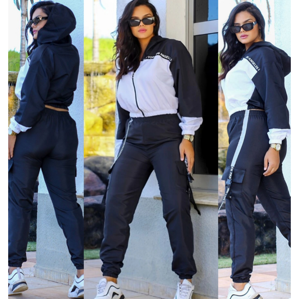 CONJUNTO BICOLOR FEMENINO TACTEL MODA GRINGA 2024/2025 em Oferta na Shopee