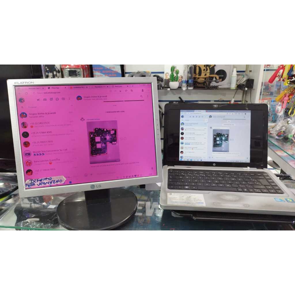 Tela Rosa Monitor LG 14 Polegadas Tela Defeito LG Somente Monitor e Cabos