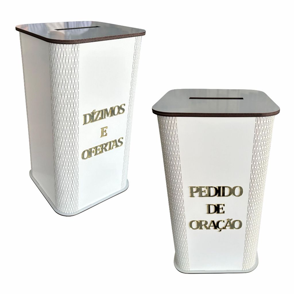 Kit Gazofilácio Dízimos e Ofertas / Pedido de Oração - Branco / Envelopes para campanha