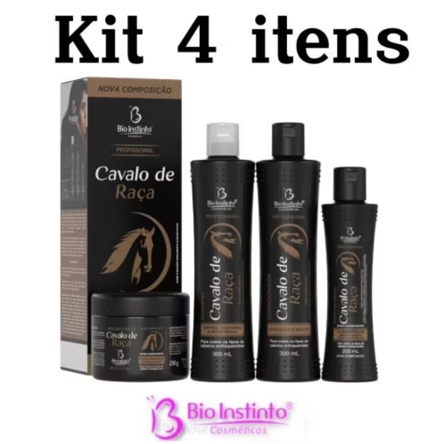 kit Cavalo de Raça Bio Instinto 4 itens - AntiQueda Força Crescimento