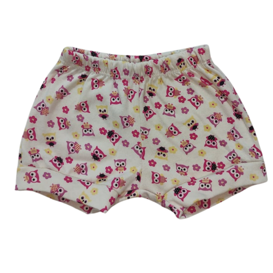 Shorts Bebê Suedine Estampado Menina +1BB