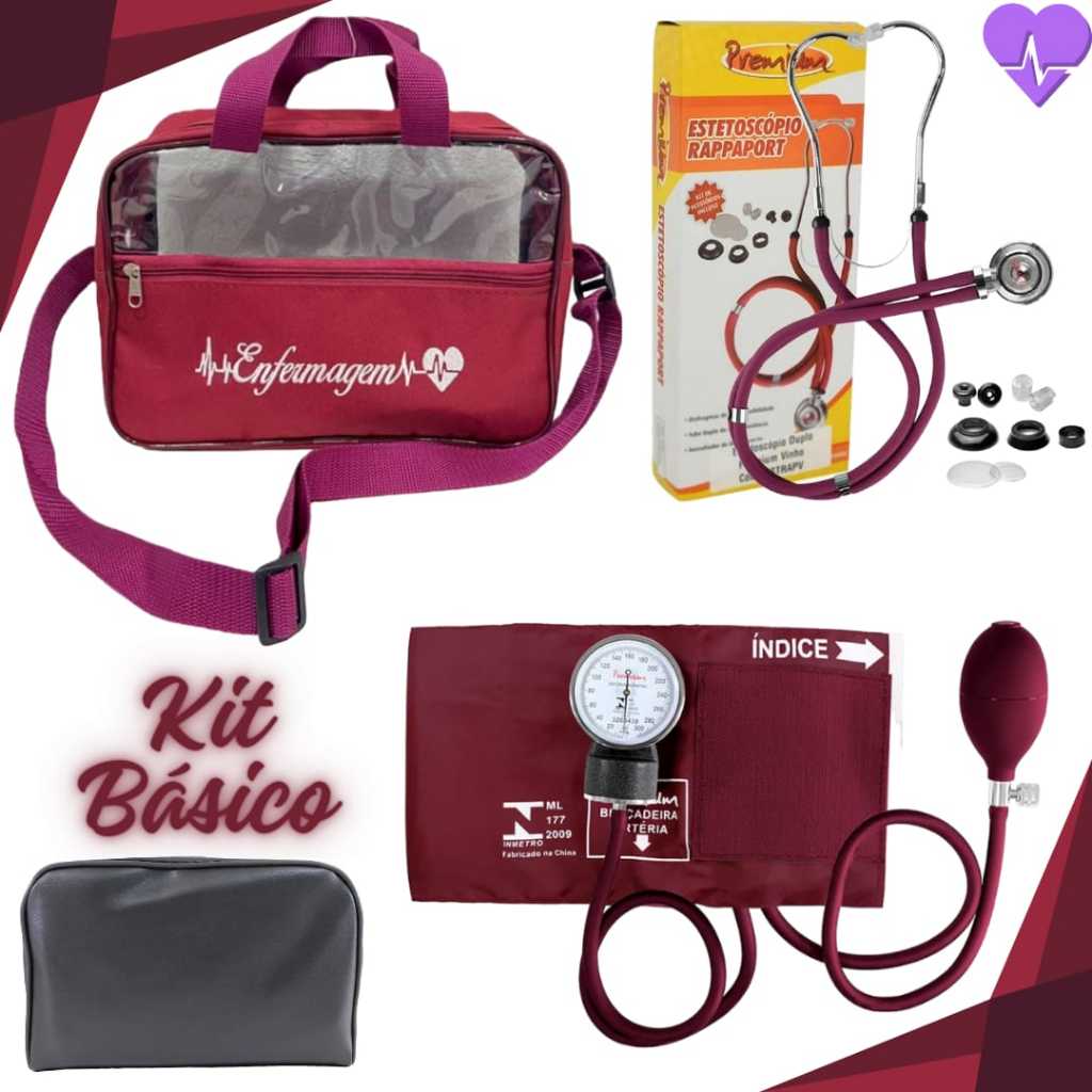 Kit de Enfermagem Básico na Bolsa Tradicional com Transparência (4 Itens)