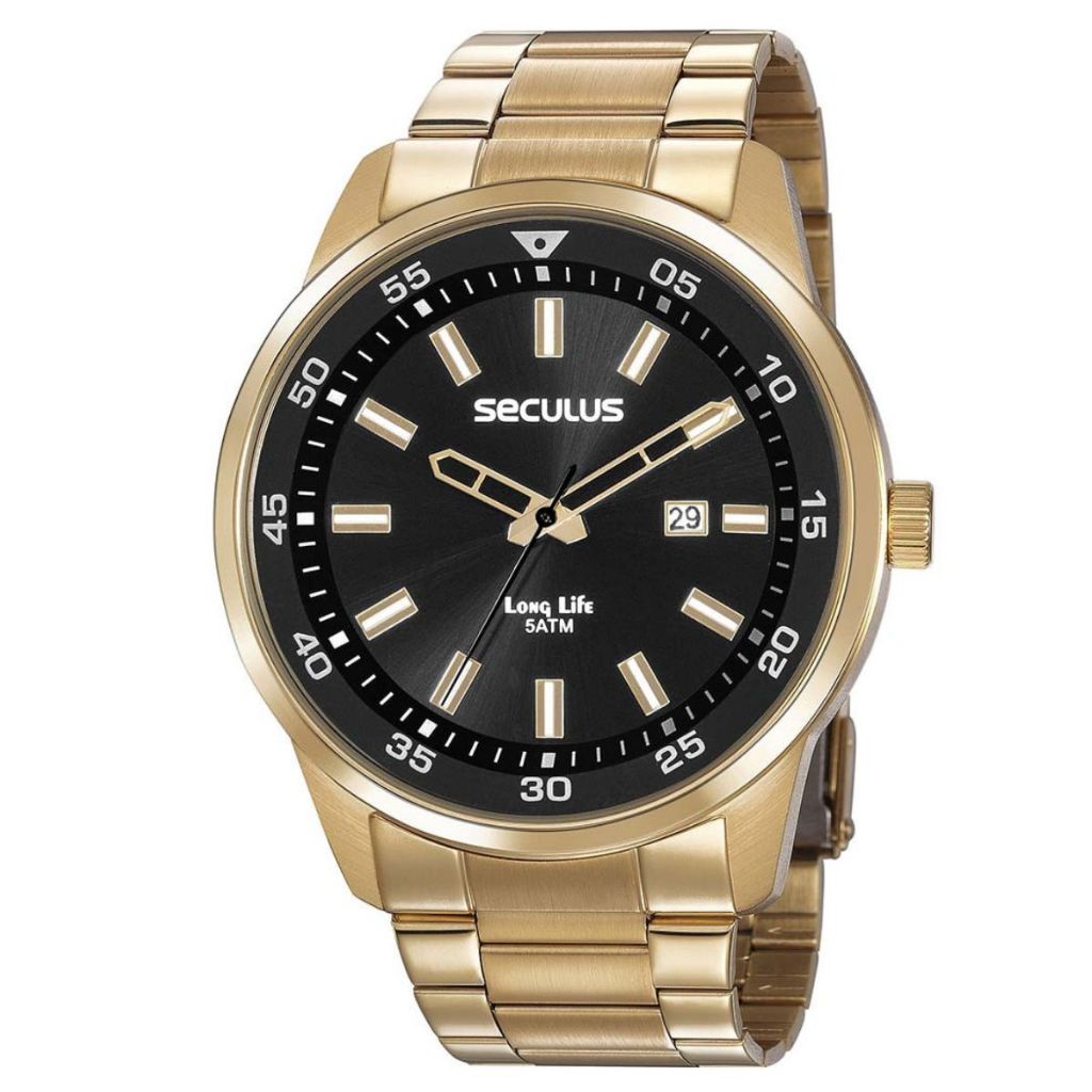 Relógio Seculus Masculino 20786GPSVDA3 dourado, analógico, à prova d'água, original  para presente em Oferta na Shopee