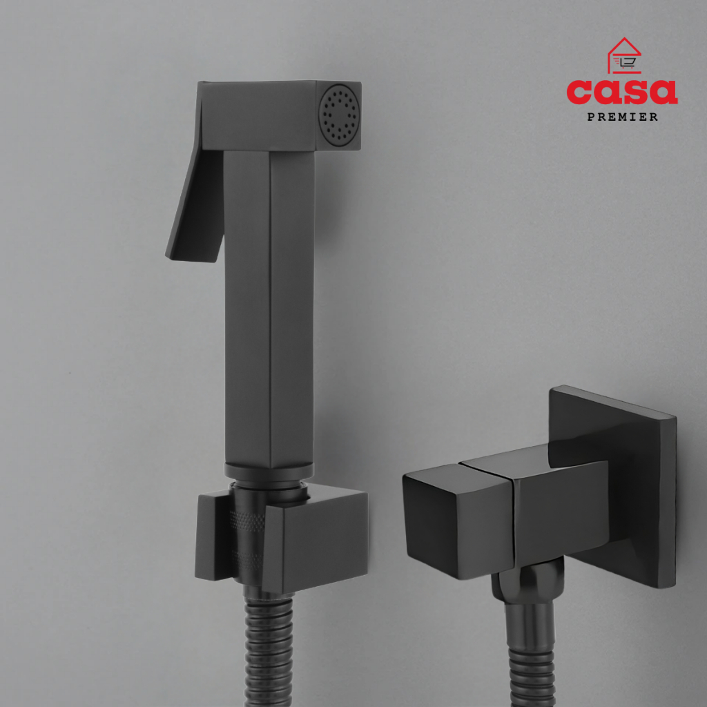 Ducha Higiênica Engate Flexível 1,20M Chuveirinho Intima Banheiro Preto Fosco Luxo 100% Metal
