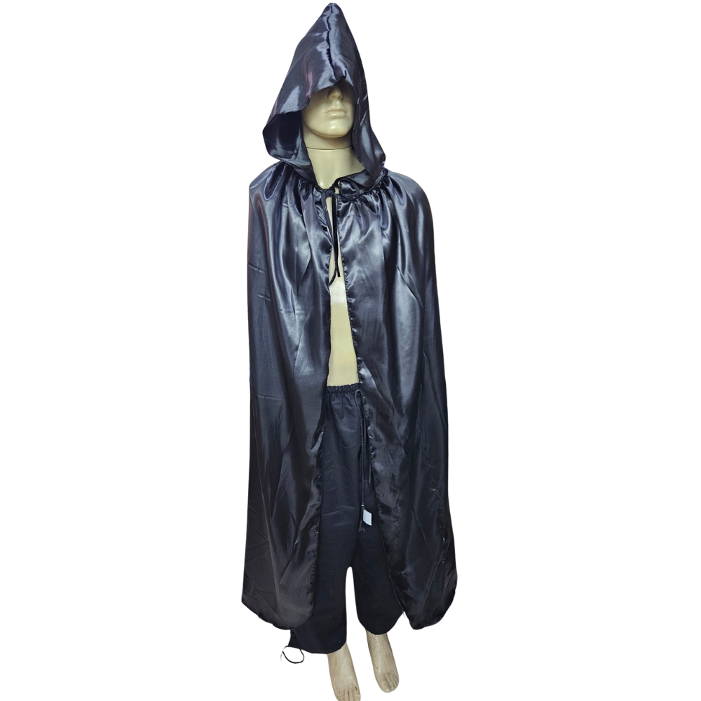Capa De Exu Em Cetim Com Capuz - Preto Ou Preto Com Vermelho