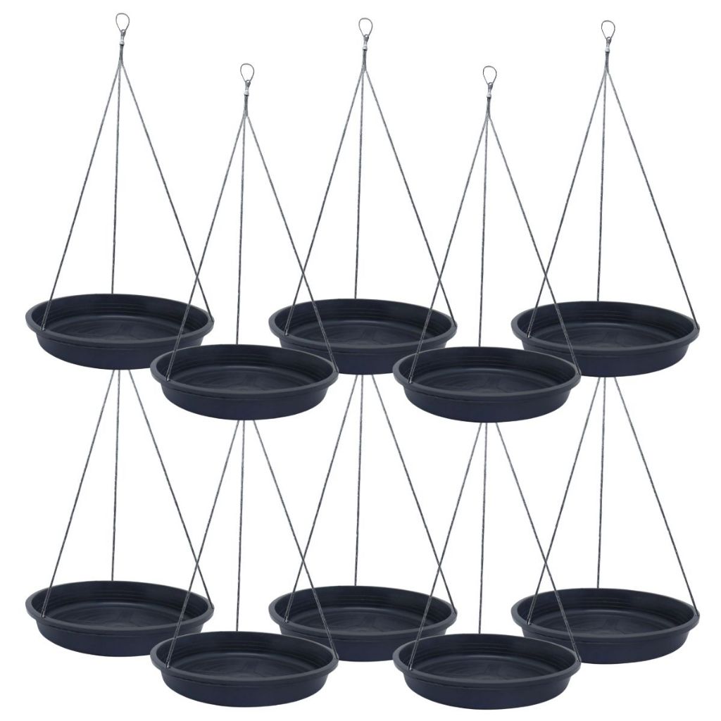 12 Suporte P/ Pendurar Vaso E Planta Suspenso Na Parede e Teto - Prato De Plástico 17 cm + Haste de Plantas e Vasos 40cm