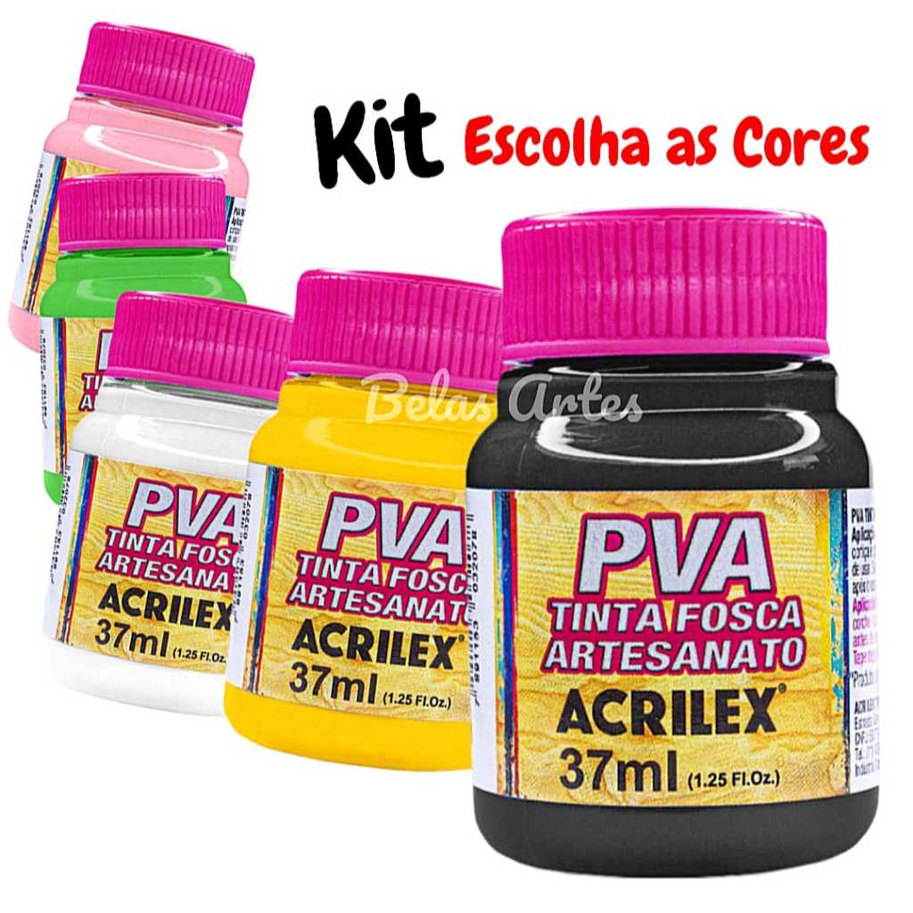 Kit Tinta Pva 37ml Acrilex 2 / 3 / 4 Tintas (3°Parte)