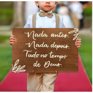 Placa Decorativa Casamento Nada Antes, Nada Depois, Tudo no Tempo de Deus em Oferta na Shopee