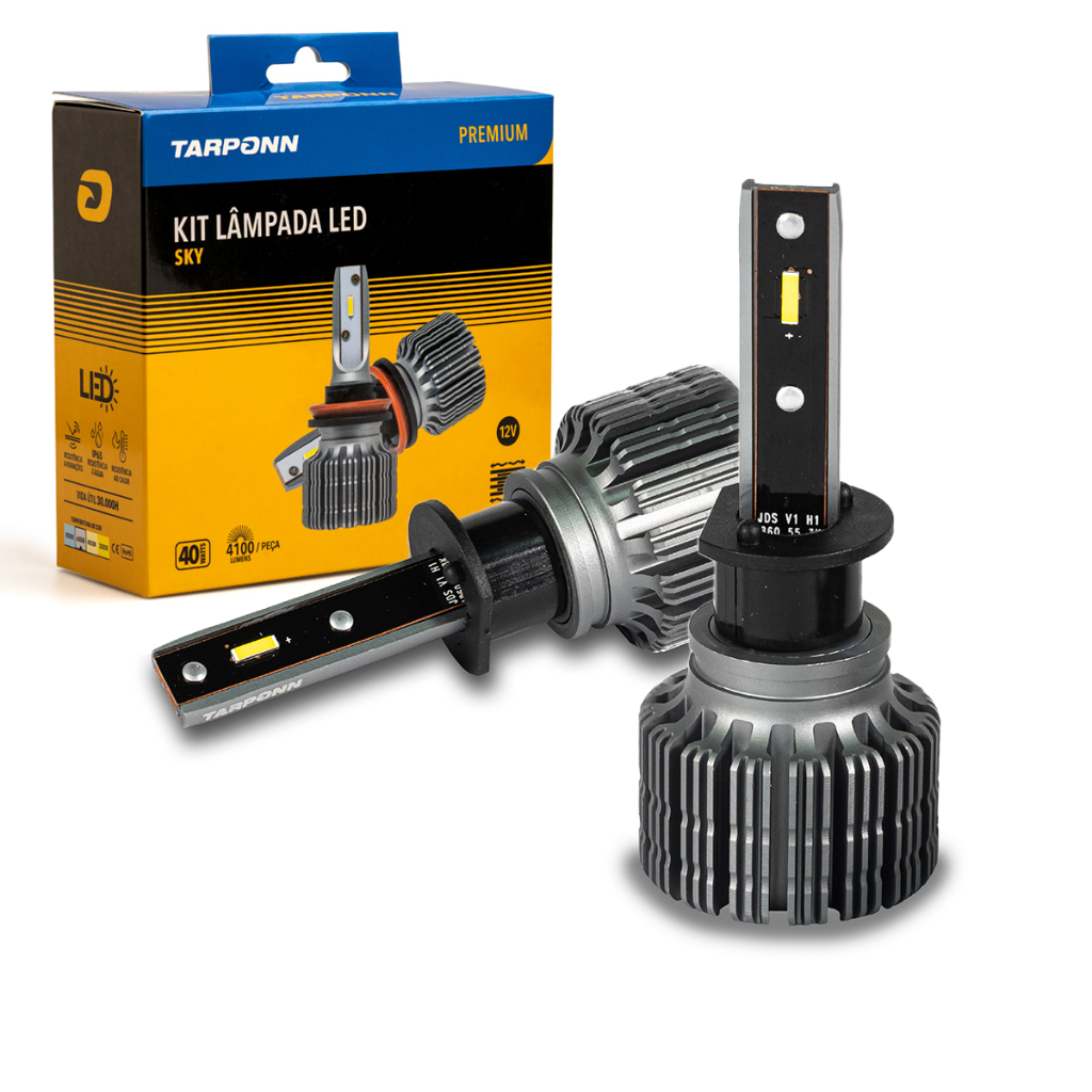 Kit Lâmpada Ultra Led Sky Tarponn 8.200 Lumens 80w 6000k para carro H1 Premium em Oferta na Shopee