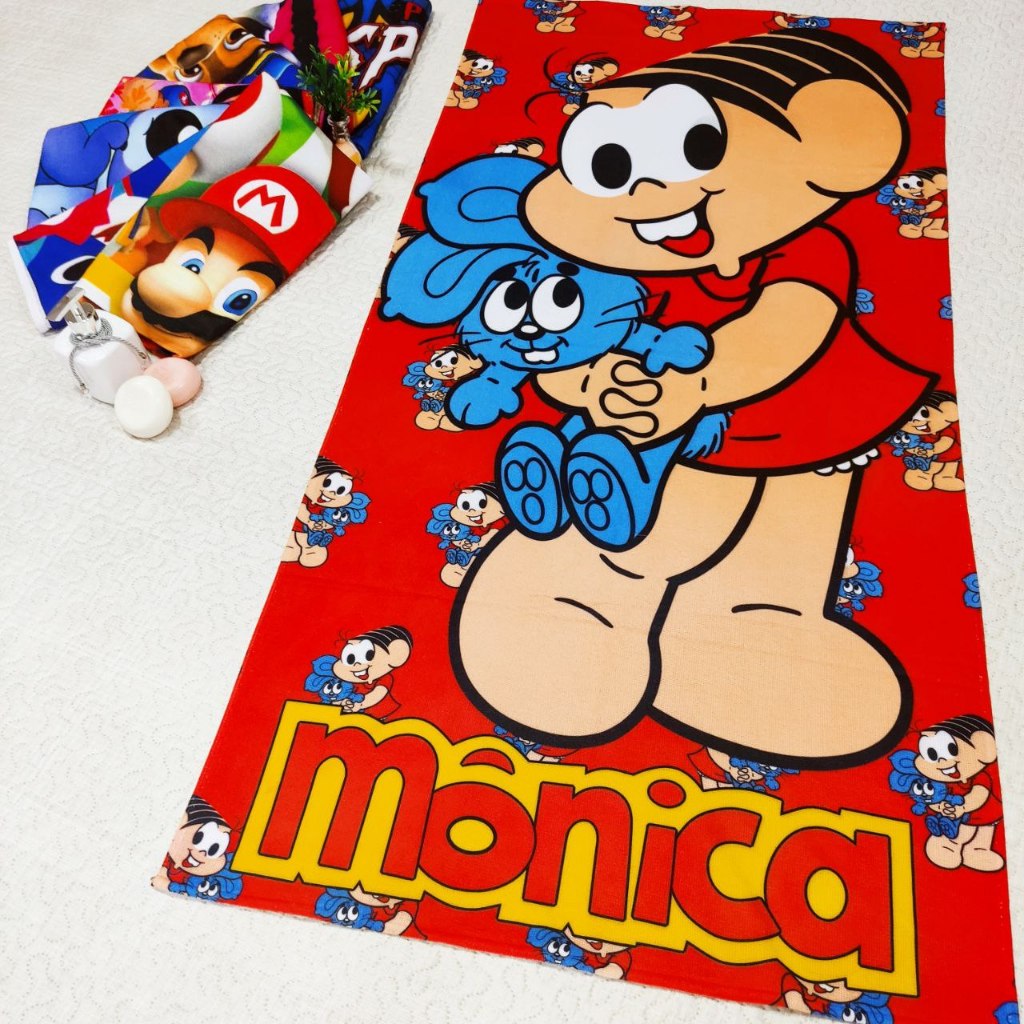 Toalha de Banho e Praia Personalizada Temática MÔNICA Infantil Gigante