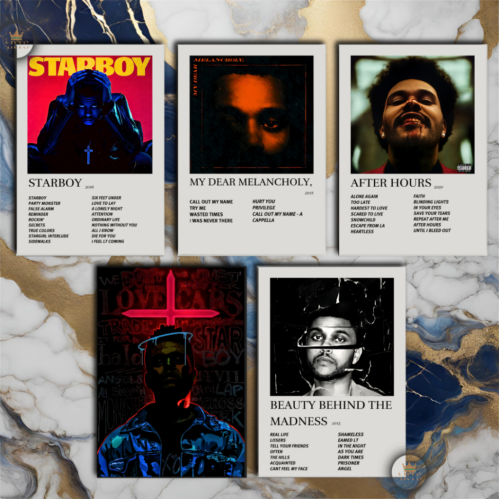 Quadro Decorativo Placas The Weeknd Quadro Discografia Album em MDF 30x20cm Full HD em Oferta na Shopee