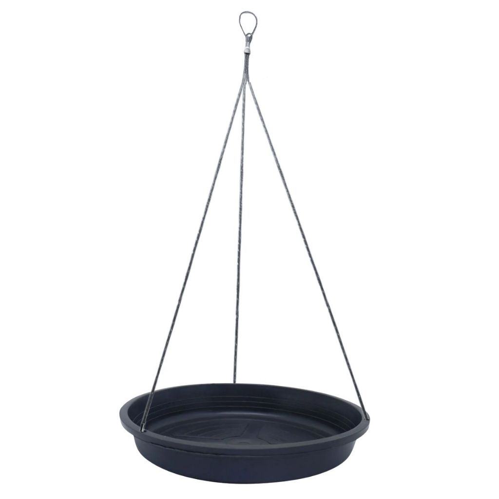 Kit Suporte P/ Pendurar Vaso Planta Suspenso Parede Teto - Prato De Plástico 17cm + Cabo de Aço 40cm