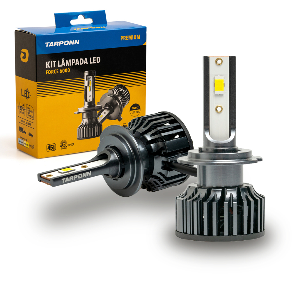 Kit Lâmpada Led Force H1 H3 H7 H8 H11 H16 H27 Hb3 Hb4 6K em Oferta na Shopee