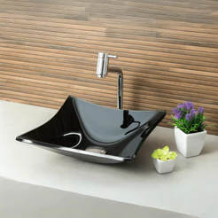 CUBA LOPAZZI PIA DE VIDRO QUADRADA PARA BANHEIRO E LAVABO RT 30CM - MODELO DE APOIO 8MM