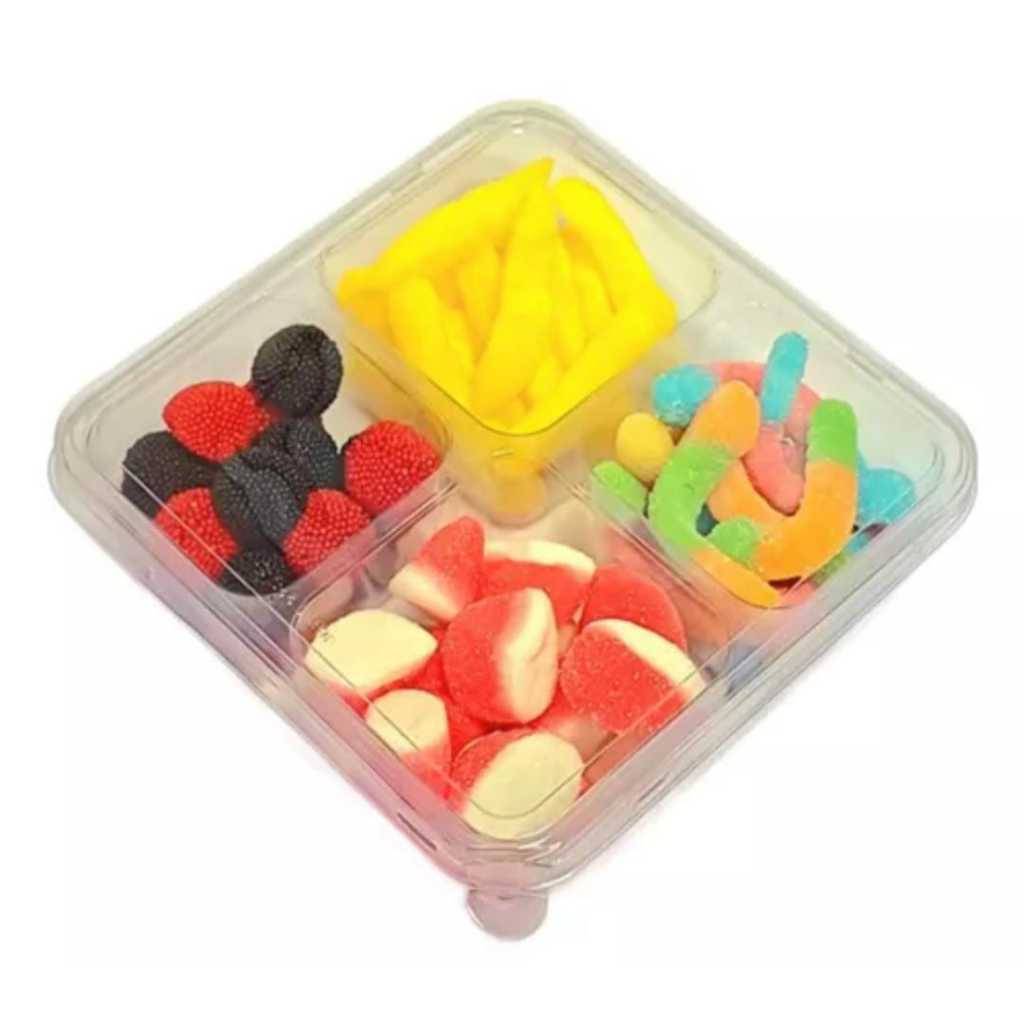 100un Bandeja Quadrada 4 Divisórias 660ml G544 Galvanotek