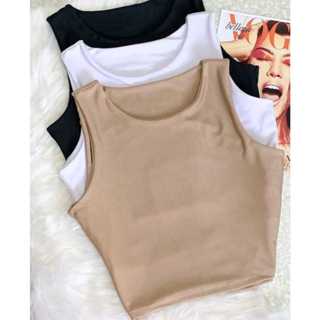 Kit 3 Cropped Feminino Regata Nadador Liso Básico Suplex Com Forro em Oferta na Shopee