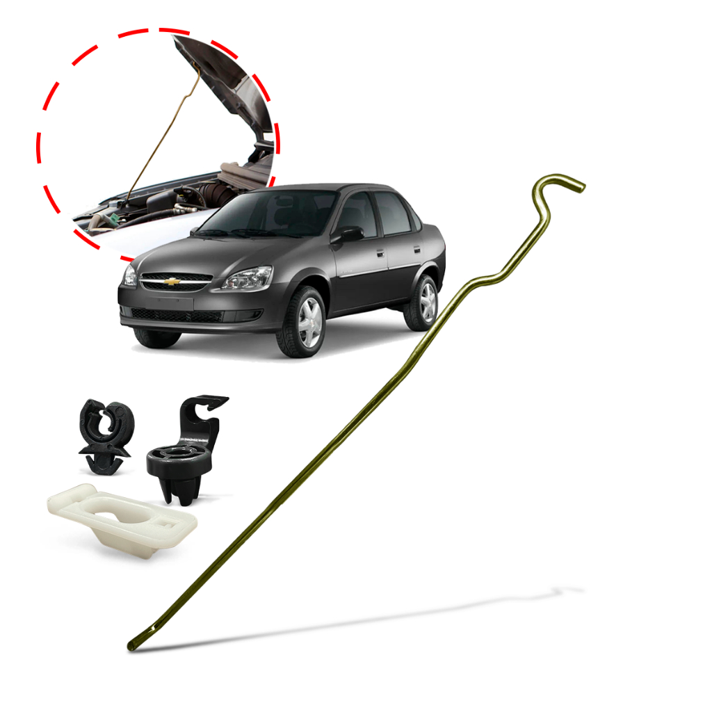 Kit Vareta Haste+Grampo Presilha Abertura Capo Corsa Wind Wagon Classic Pick Up