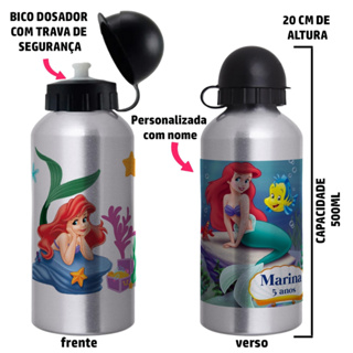 Garrafa Squeeze de alumínio A pequena Sereia - Personalizada com nome em Oferta na Shopee
