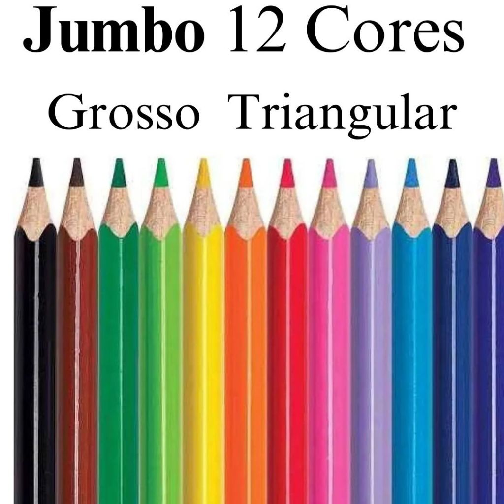 Lápis De Cor 12 Cores Jumbo Triangular - Lapis